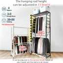 lumizone Folding Clothing Rack with Wheels Expandable Wardrobe Portable Clothes Rack for Hanging Clothes Adjustable Closet Shelves Garment Rack Durable Closet Racks for Hanging Clothes (Pro Black)