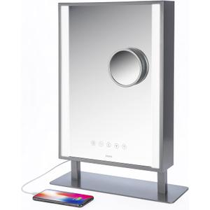 iHome Beauty Studio PRO Vanity Stereo Speaker with Bluetooth, Speakerphone, USB Charging and Removable 10x Detail Mirror