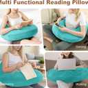 Crocheting Pillows, Reading Pillow for Gaming, Gaming Pillow for Lap, Lap Desk Pillow for Sitting in Bed or Sofa, Multi Functional Reading Pillow for Reading, Working or Crocheting, Green