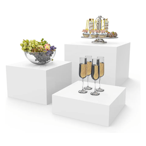 PecMuikee Buffet Risers, Food Risers for Buffet Table, Display Stand Shelf for Catering Dessert Collectibles Jewelry Figures Show, Acrylic Cube Display Nesting Risers with Hollow Bottoms 3PCS 7*8"9"