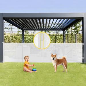 Reinforced 42 Tall x 160 Extra Wide Retractable Baby Gates with Support Rods, Extra Tall Baby Gate for Wide Openings, Pet Gates for Dogs Extra Wide Dog Gates for Doorways Indoor Outdoor, White