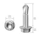 Wensilon (300Pcs) #83/4" Hex Washer Head Self Drilling Screws, 410 Stainless Steel Metal SheetScrewsTEK Screws, Sheet Metal Self Tapping Screws