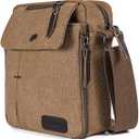 CAAORDKSO Canvas Messenger bag for Men Women, Vintage Crossbody Bag Small Shoulder Bag Travel Bag, Multi-pocket Purse (Coffee)