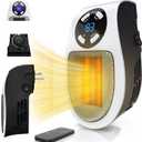 450W Mini Space Heater With Temperature Detection, Remote Wall Outlet Electric Space Heater as Seen on TV with Adjustable Thermostat and Timer and Led Display, Compact for Office Room RV (Smart-White)