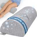 5 STARS UNITED Knee Pillow for Back Sleeping  Cooling Cover - Memory Foam Cushion for Sciatica Pain Relief  Under Leg Support for Sleeping on Back  Large Half Moon Bolster for Bed, Arctic Gray