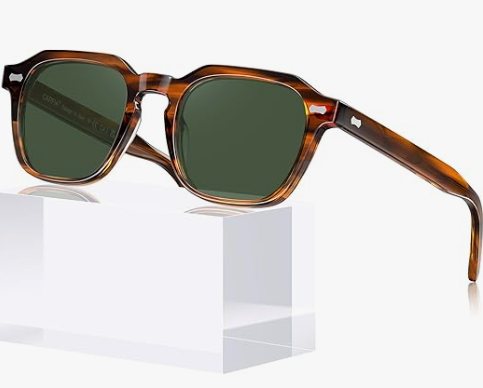 CARFIA Polarized Sunglasses for Men UV400 Protection, Retro Sun Glasses with Acetate Square Frame for Driving Fishing CA5405 