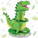 Censen 3 Tier Dinosaur Cupcake Stand Party Decorations Dinosaur Theme Cupcake Holder Decorations Dino Dessert Tower for Kids Jungle Dino Theme Party Birthday Supplies (Lovely)