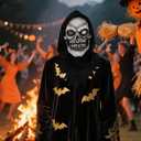 Skull Mask Scary One-Eyed Skeleton Ghost Face Creepy Full Head Latex Demon Mask Realistic Halloween Cosplay Props