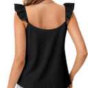 Rooscier Women's Ruffle Strap V Neck Backless Peplum Babydoll Cute Vacation Cami Tops (Black, XL)