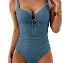 Aidonger One Piece Lace Up Swimsuit for Women Tummy Control Slimming Bathing Suits Cut Out Push Up Swimwear, XL