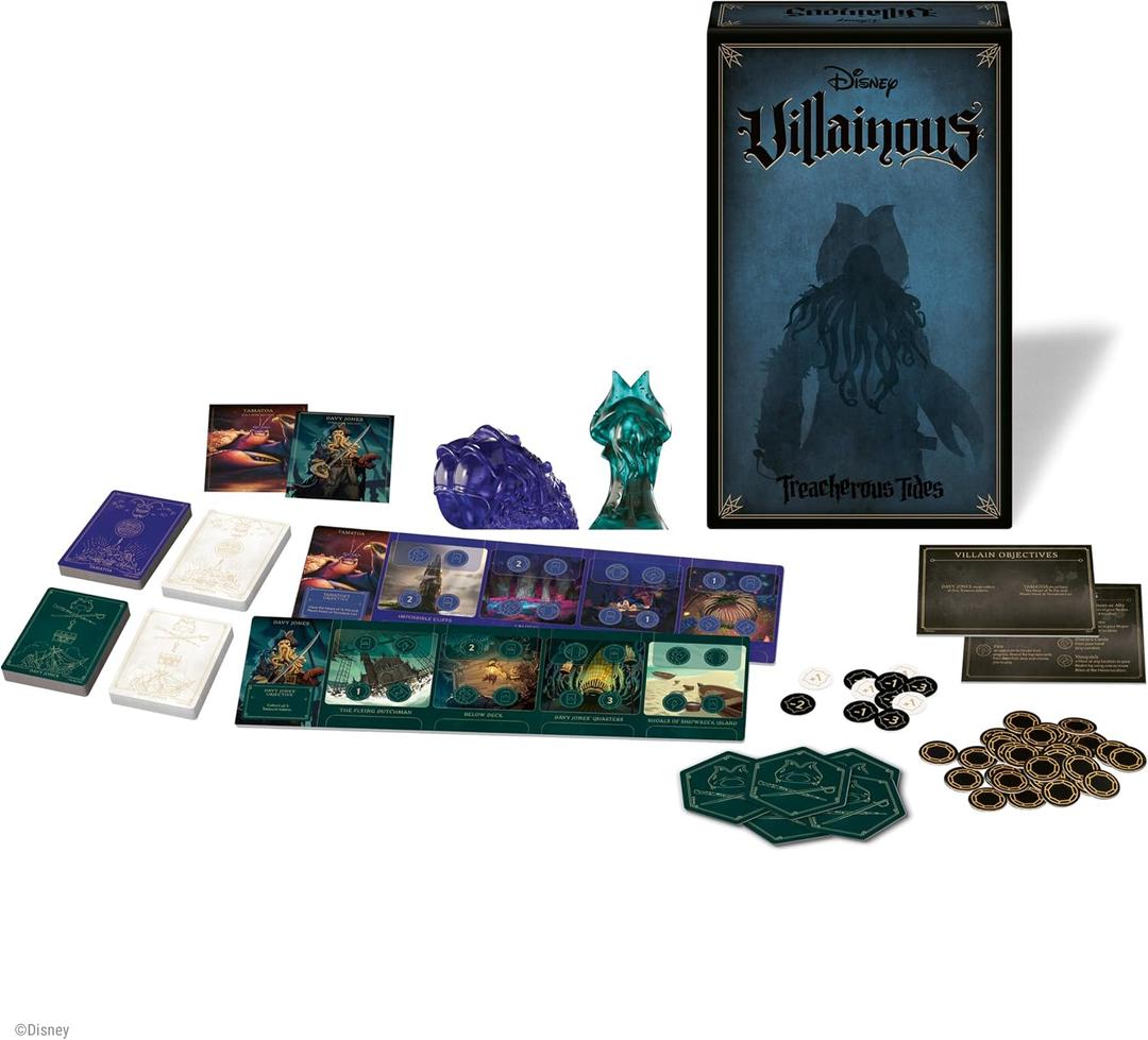 Ravensburger Disney Villainous - Treacherous Tides Strategy Board Game - Play as Davy Jones or Tamatoa - Stand-Alone or Expand with Other Villainous Games - Award-Winning Line - Ages 10+