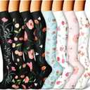 CHARMKING Compression Socks for Women & Men (8 Pairs) 15-20 mmHg Graduated Copper Support Socks are Best for Pregnant, Nurses - Boost Performance, Circulation, Knee High & Wide Calf (S/ M, Multi 58)