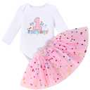 Toddler Girl Birthday Party Outfit Long Sleeve Tutu Dog Ears Hair Clips Set Photo Shoot Cake Smash Pink 1 1T