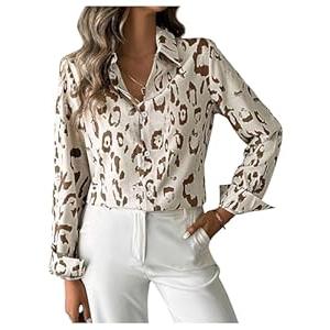 SweatyRocks Women's Leopard Printed Blouses Long Sleeve Button Down Shirts Tops Apricot Small SweatyRocks Women's Leopard Printed Blouses Long Sleeve Button Down Shirts Tops Apricot Small