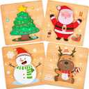 4 Pack Christmas Wooden Puzzles for Kids Toddlers Jigsaw Puzzles Christmas Stocking Stuffers Toys Xmas Party Favors