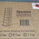 SpaceAid 7 Tier Rotating Shoe Rack Tower, Spinning Shoe Display Lazy Susan, Revolving 360 Shoe Rack Storage Round Carousel, Vertical Handbag Rotate Shoes Closet Organization (7-Tier White)