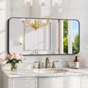 KOCUUY Black Bathroom Vanity Mirror, 24 x 48 inch Metal Frame Mirror with Rounded Corner, Rectangle Design of Upgraded Shatterproof Glass for Bathroom, Bedroom, Living Room, Entryway