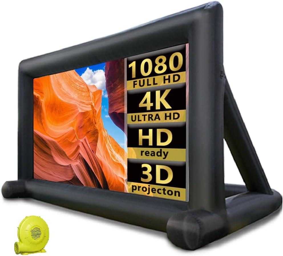 33ft Outdoor Inflatable Movie Screen, No Seam Projector Screen with Air Blower, Support Front & Rear Projection