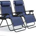 Nestl Zero Gravity Chair  Patio Lounge Chair Outdoor with Pillows & Cup Holder Trays, Adjustable Steel Mesh Reclining Camping Chair, Folding Patio Lawn Chair for Deck, Beach, Yard - Blue