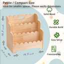 Kids Bookshelf Storage 3-Tier, Book Case for Kids Rooms, Scalloped Wooden Montessori Bookcase for Toddlers & Baby, Small Nursery & Classroom Book Shelves, Solid Wood Organizer