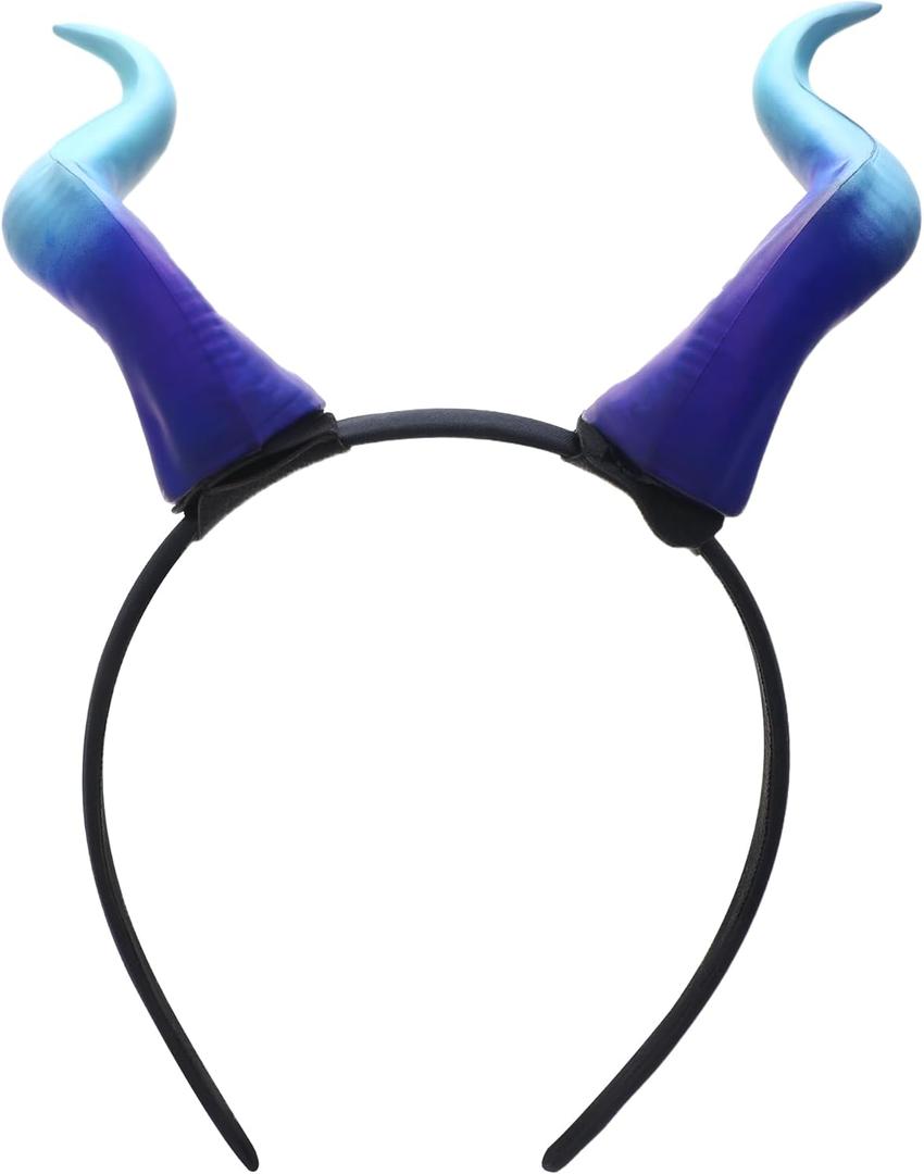 MOSTORY Devil Horns Headband for Adult - Demon Horns Headband for Halloween Cosplay Outfit Renaissance Photo Shoot Props (Blue)