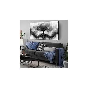 Tree of Life Wall Art Large Artwork Black and White Wall Art Modern Landscape Nature Canvas Prints Decor for Living Room Bedroom Office Ready to Hang 29"x59"