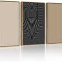 Drsoum Mid-Century Modern Framed Wall Art Minimalist Abstract Boho Neutral Line Wall Decor Geometric Artwork Kitchen Dining Room 11x14in Natural Framed
