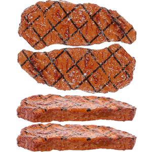 4pcs Artificial Steak Fake Food Props Realistic Cooked Roast Beef Simulation Meat Model for Kitchen Decor Photography Display Barbecue Scene