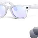 AI Smart Glasses for Men Women with Camera,8MP 2K HD Camera Glasses,AI Voice Control and Translation,Smart Anti-Blue Light Glasses with Bluetooth Call,IP67 Waterproof for Driving,Outdoor,+2 Lenses.