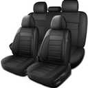 HChengkikz Car Seat Covers, Leather, 3D Foam Back Support (Black) | Air Mesh, Airbag Compatible, Universal Fit for Most Cars, Vans, Trucks, SUVs
