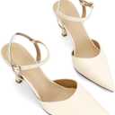 SOVANYOU Womens Stiletto Heel Pumps Shoes Closed Pointed Toe Sandals Sexy Ankle Strap Heels Wedding Dress Shoes for Women (White), Size 8.5