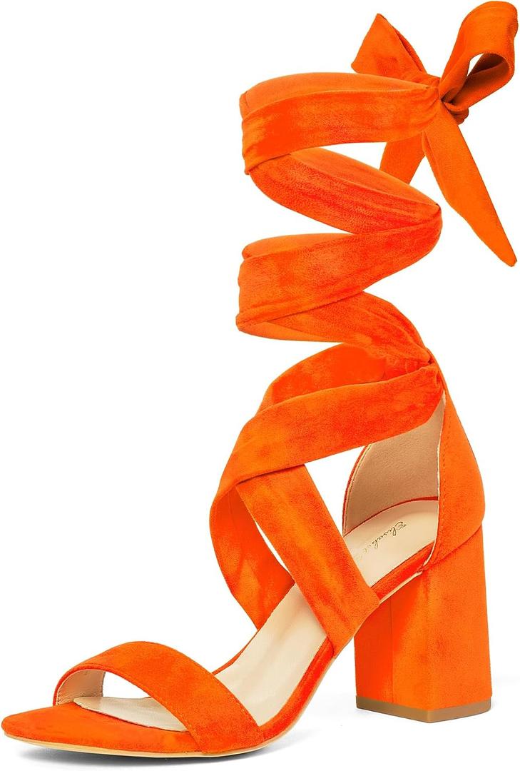 Elisabet Tang Women's Sandals Chunky Heels Lace Up Block Heels Open Toe Crisscross Strappy sandals Heel Sandals Fashsion Casual Prom Shoes For Women 10
