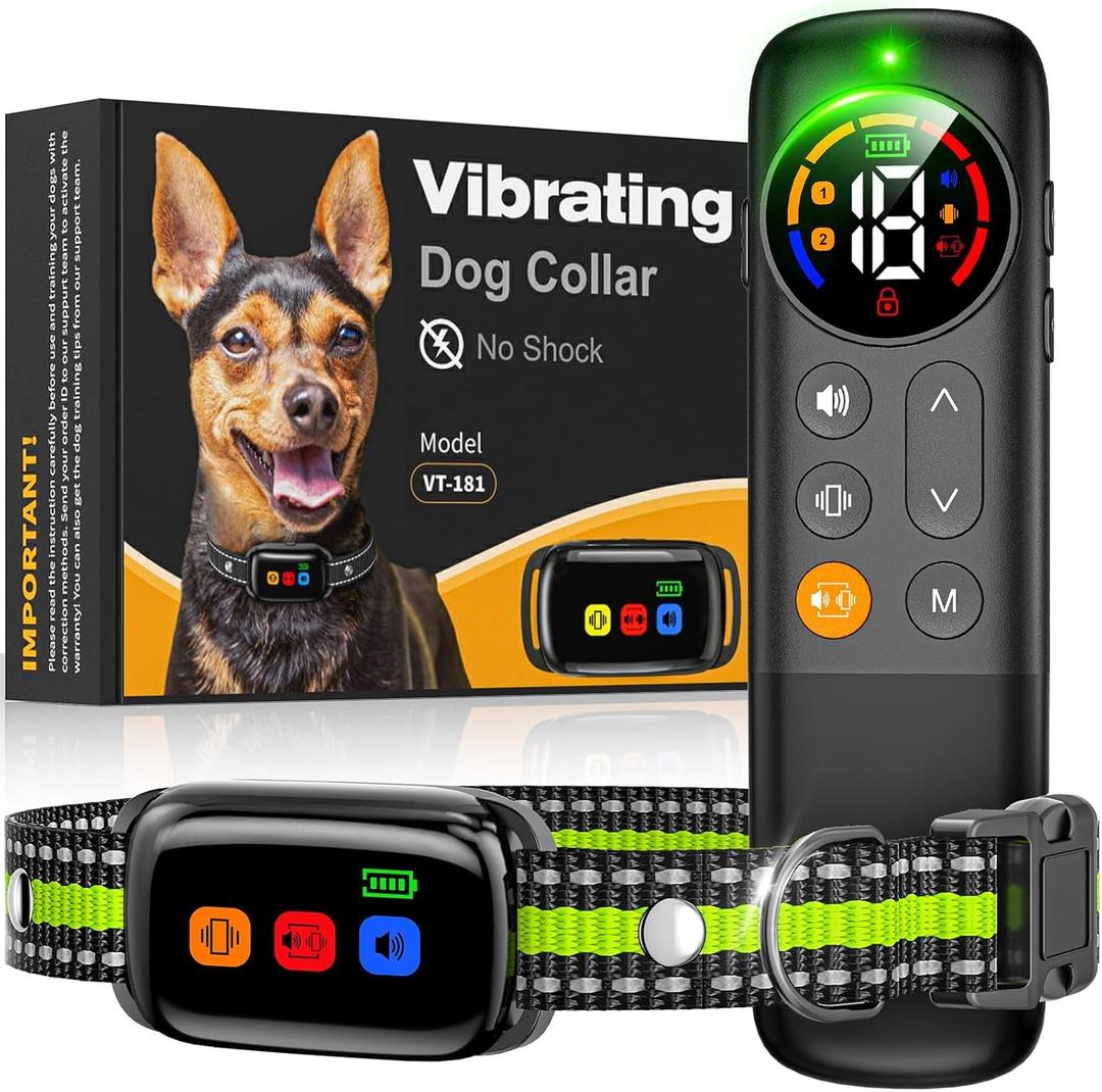 No Shock Dog Training Collar Vibrating Dog Collar with Remote 2000ft, Beep and Vibration Collar for Dogs 10-120lbs, Waterproof | Safe Lock | Painless&Humane to Stop Bad Behaviors
