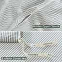 MooMee Striped Duvet Cover Set 100% Washed Cotton Linen Like Textured Breathable Durable Soft Comfy (Heathered Green Pinstripes, King 104"x90")