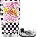 2 x Tumblers Women Cups Checkered Coffee Mama Funny Day For Mothers Modern Simple Simply Handle, Mom Nutrition Facts, Tumbler 20 Oz With Lid And Straw, Best Mom Ever Gifts