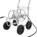 VEVOR Hose Reel Cart, Hold Up to 300 ft of 5/8 Hose, Garden Water Hose Carts Mobile Tools with 4 Wheels, Heavy Duty Powder-Coated Steel Outdoor Planting with Storage Basket, for Garden, Yard, Lawn