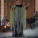 JOYIN 72" Halloween Decorations Outdoor Life Size Animatronics Ghost Pumpkin Decor, Sound-Actived Haunted House Props with Creepy Sound for Garden Yard Lawn