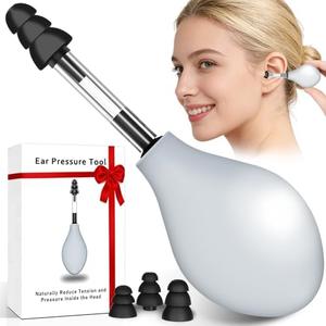 Ear Pressure Relief Suction Device, Tinnitus Relief for Ringing Ears, Portable & Effective Ear Pressure Reliever Device, Ideal for Flying, Reduces Tension with 3 Sizes of Earbuds-ANZ