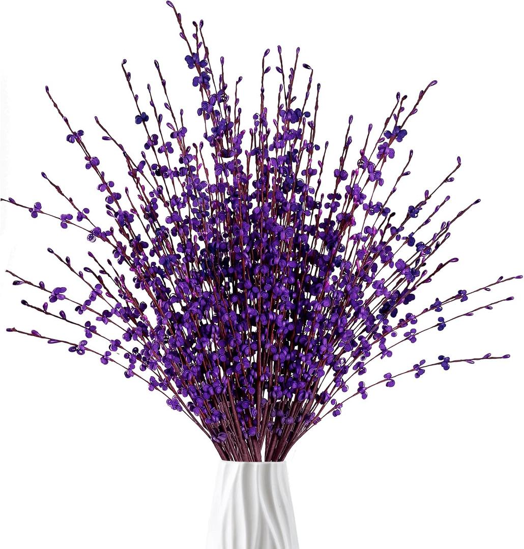 Sggvecsy 10 Pcs 29.5 Long Artificial Jasmine Flowers Tall Fake Flower Bouquet Faux Jasmine Plants Dry Branches for Wedding Home Party Office Hotel Restaurant Kitchen DecorationDark Purple