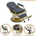 Kaleurrier Black and Gold Barber Chair: Professional Heavy Duty Recliner Salon Chair for Hair Stylist - Reclining Hydraulic Barber Shop Chairs for Home Hair Beauty Salon Massage Barbershop, Black Leather Gold Frame
