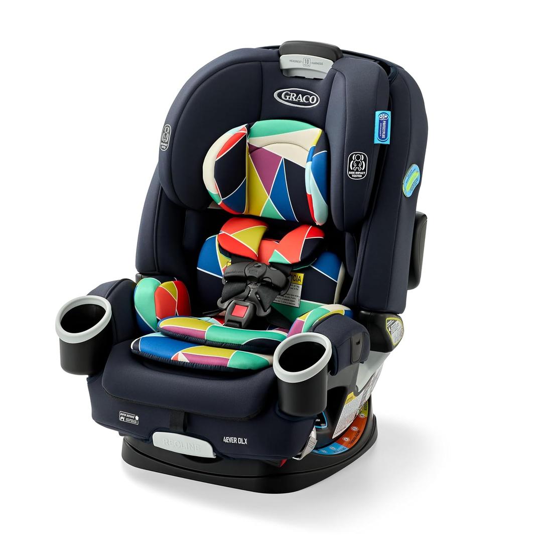 Graco 4Ever DLX 4-in-1 Car Seat, Infant to Toddler Car Seat, with 10 Years of Use, Rear-Facing, Forward-Facing, Highback and Backless Booster Seat, Geo Pop, Mfd 3/7/26