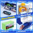 CUTE STONE Cargo Ship Toy & Gantry Crane, Toy Boat and Crane Playset with Sounds & Lights, Transport Containers, Push and Go Vehicle Cars, Kids Play Boats for Boys Girls