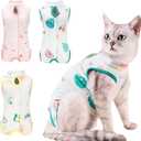 Cat Recovery Suit After Surgery, M Size 3-Pack Anti-Licking Onesie for Cats, E-Collar Alternative for Spayed Neutered Cats Abdominal Wound Care M