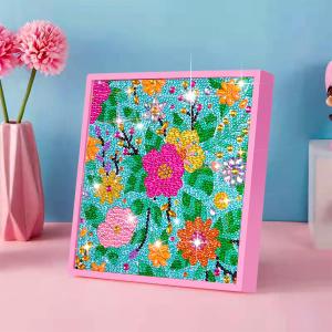 ZUYUSUT Blossomy Flower Diamond Art Painting Kits for Kids with Wooden Frame Girls Art Crafts Rhinestone Gem by Number Kits for Home Wall Decoration