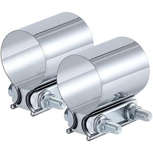 Vitonsbay 2.75 Inch Exhaust Clamp,2 3/4 In Butt Joint Exhaust Muffler Pipe Band Clamp Sleeve Coupler Stainless Steel(2PCS), Set of 2