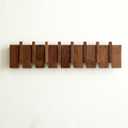 QUELLANCE Wood Coat Rack Wall Mount, Coat Hooks Hanger Wall Mounted, Heavy Duty Wall Coat Rack with 8 Hooks for Hanging Coats/Keys/Hats/Robe&Towels/Plants/Bags, Walnut