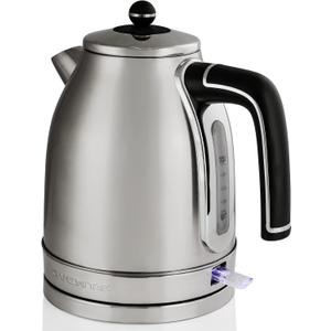 OVENTE 1.7L Electric Kettle, 1500W Fast Boiling Water Heater for Coffee or Tea with Stainless Steel BPA-Free and Cordless Body, Auto Shut-Off, Boil-Dry Protection and Removable Filter, Silver KS777S