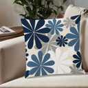 COMMINY Blue White Pillow Covers 18x18 Set of 6, Daisy Flower Throw Pillow Cover Case Square Cushion Cover for Sofa Bedroom Living Room Farmhouse Home Decor