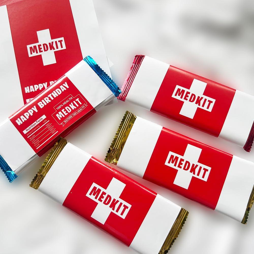Piowet Video Game Party chocolate bar MEDKIT label birthday party game birthday party decorative MEDKIT Wrapping paper 24p (Sticker wrapping paper)