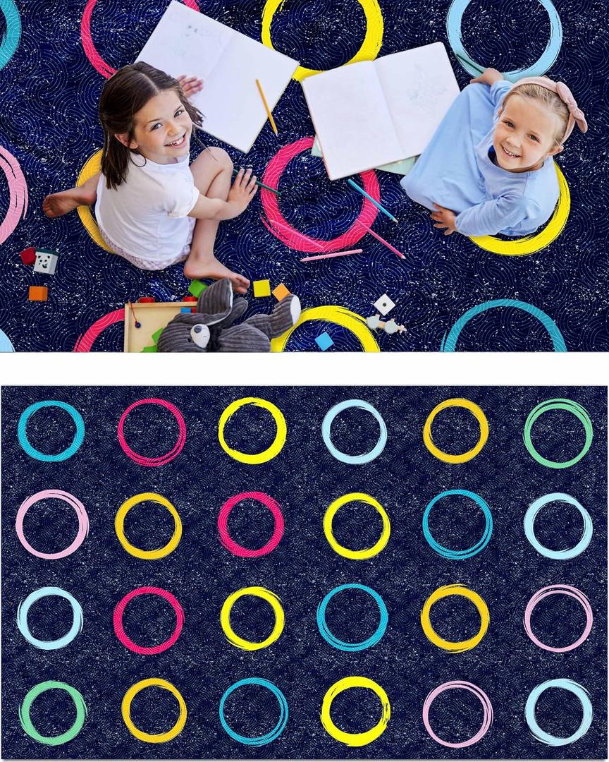 OLEEK Large Classroom Rug Elementary 8x13 - (Washable) Classroom Rugs for Kids Room - Classroom Carpet Elementary - Kids playroom Rug 8 x 13 - Preschool Rugs for Classroom - Schoolgirl Classroom Decor